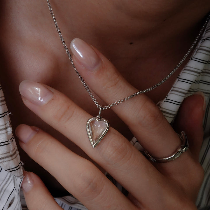 Small Rock Crystal Heart Pendant Necklace