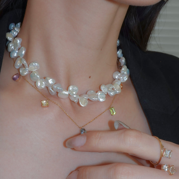3WAY FALLING PATELS PEARL LARIAT NECKLACE (GD)