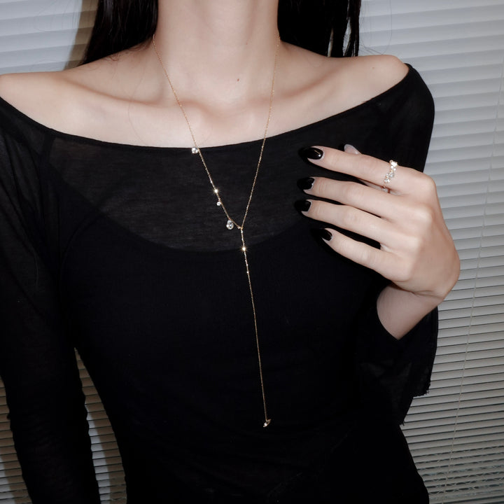FALLING DEW LARIAT NECKLACE LONG_K10YG