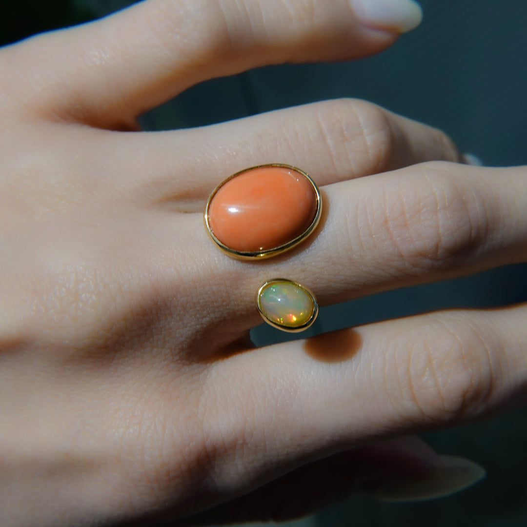 BLANCE 18K Coral Opal Ring