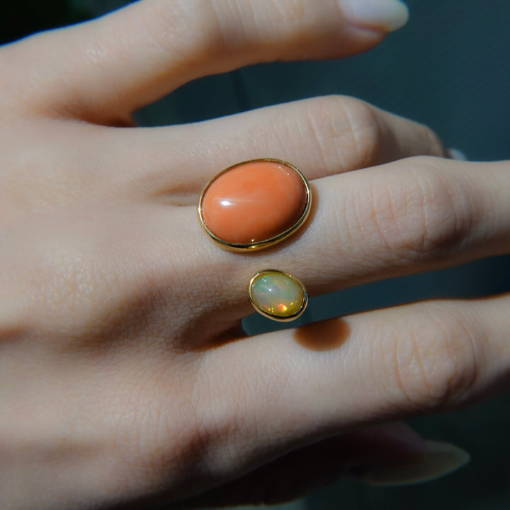 BLANCE 18K Coral Opal Ring