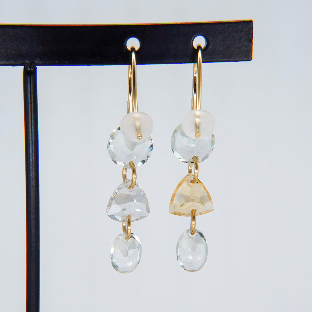 3 LOLIPOPS EARRING_10KWG x Green Amethyst x Citrine