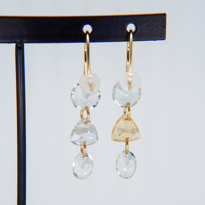 3 LOLIPOPS EARRING_10KWG x Green Amethyst x Citrine
