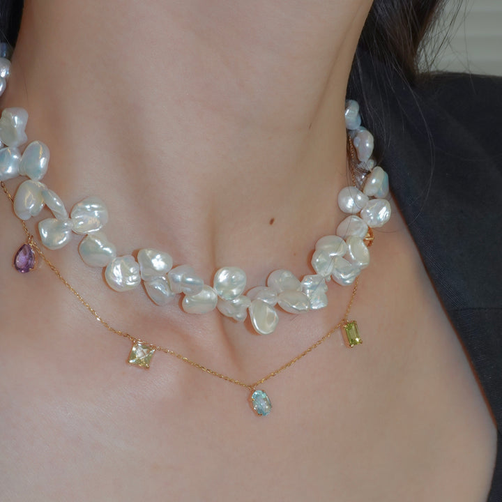 3WAY FALLING PATELS PEARL LARIAT NECKLACE (GD)