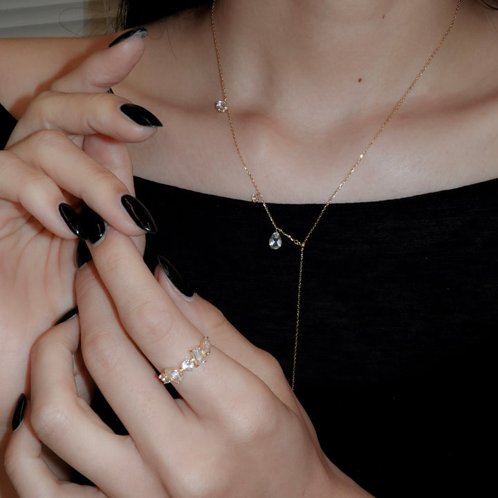 FALLING DEW LARIAT NECKLACE LONG_K10YG