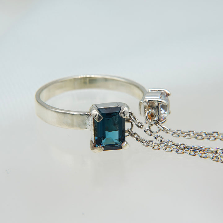 ブレイキンチェーンリング(ロンドンブルートパーズ、ジルコニア)