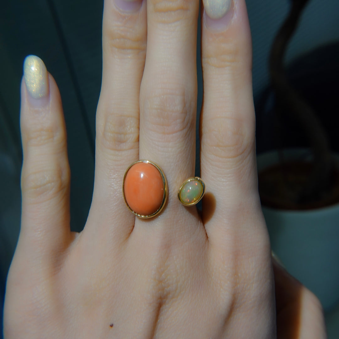 BLANCE 18K Coral Opal Ring