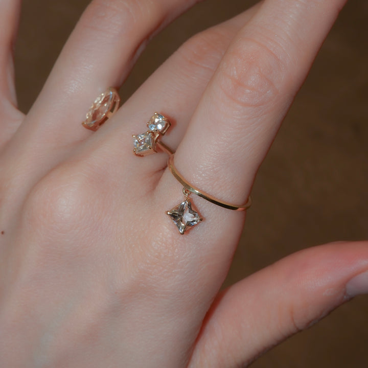 STARRY RING -skinny ver.-_10KYG x White Topaz
