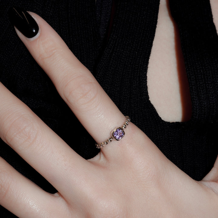 シルバーアメジストフィレンツェ彫りリング