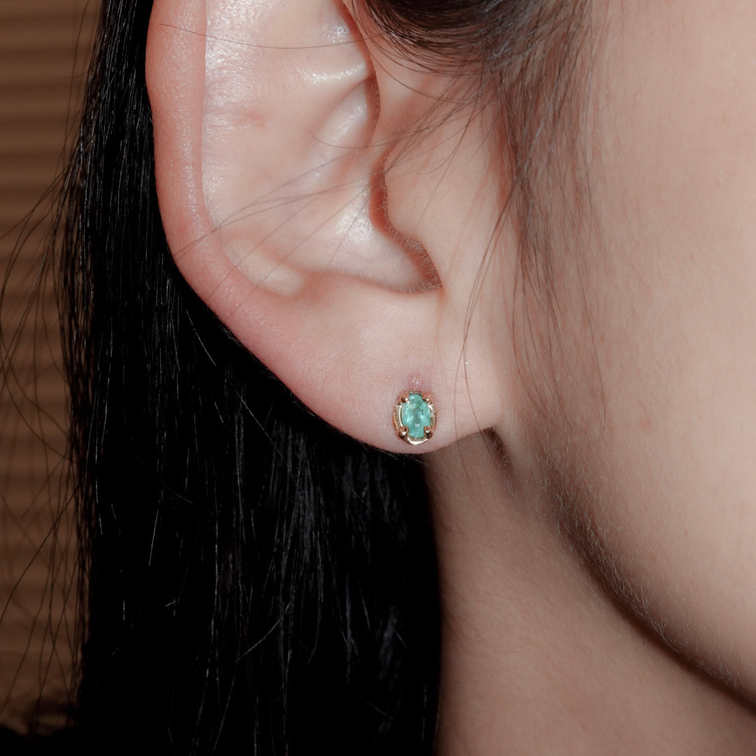 K10オーバルエメラルドピアス(一点もの)