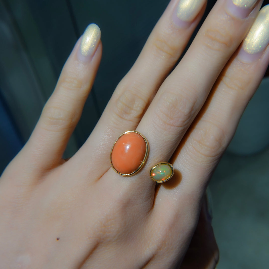 BLANCE 18K Coral Opal Ring