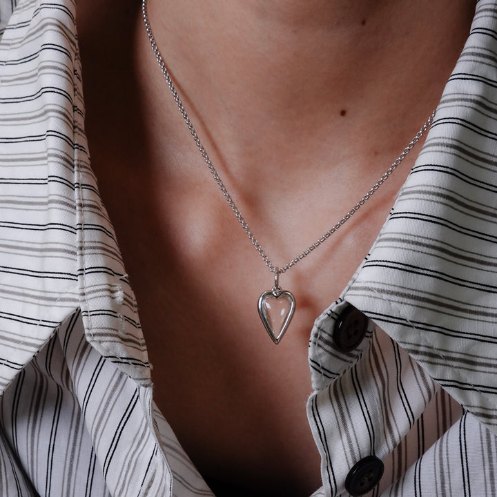 Small Rock Crystal Heart Pendant Necklace