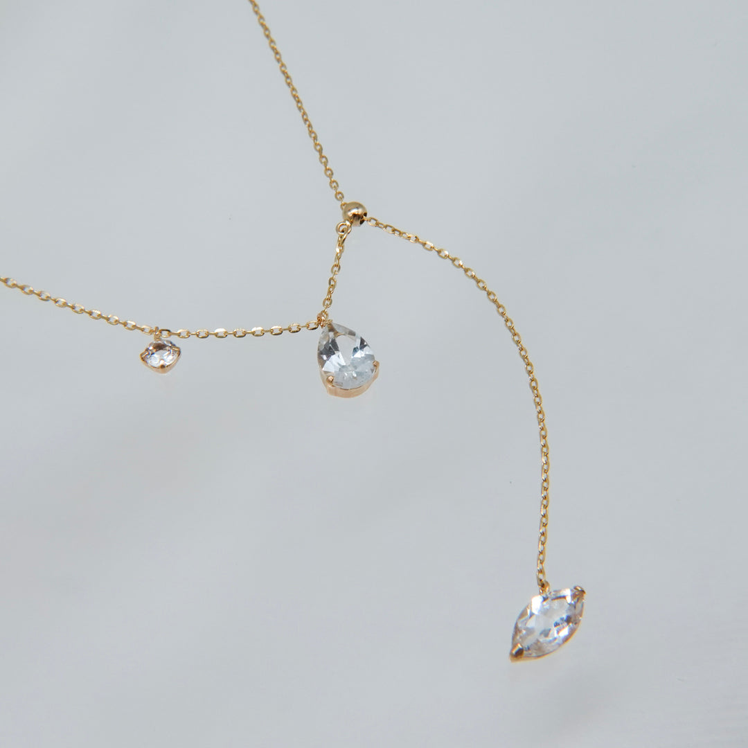 FALLING DEW LARIAT NECKLACE LONG_K10YG