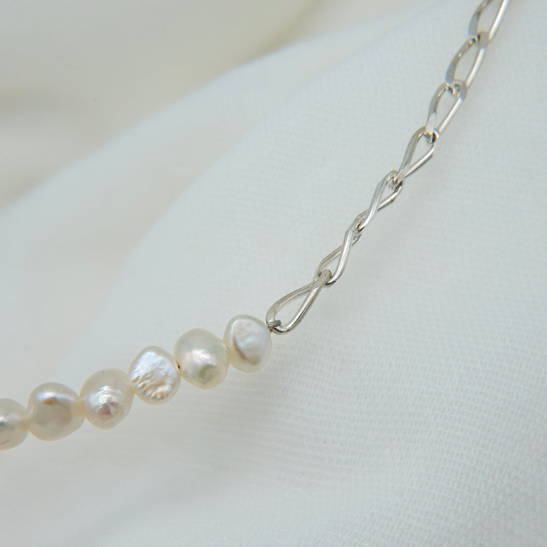 BAROQUE PEARL CHAIN 3WAY NECKLACE 80 (Silver)