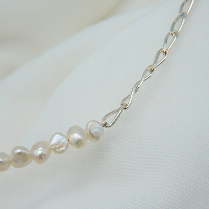 BAROQUE PEARL CHAIN 3WAY NECKLACE 80 (Silver)