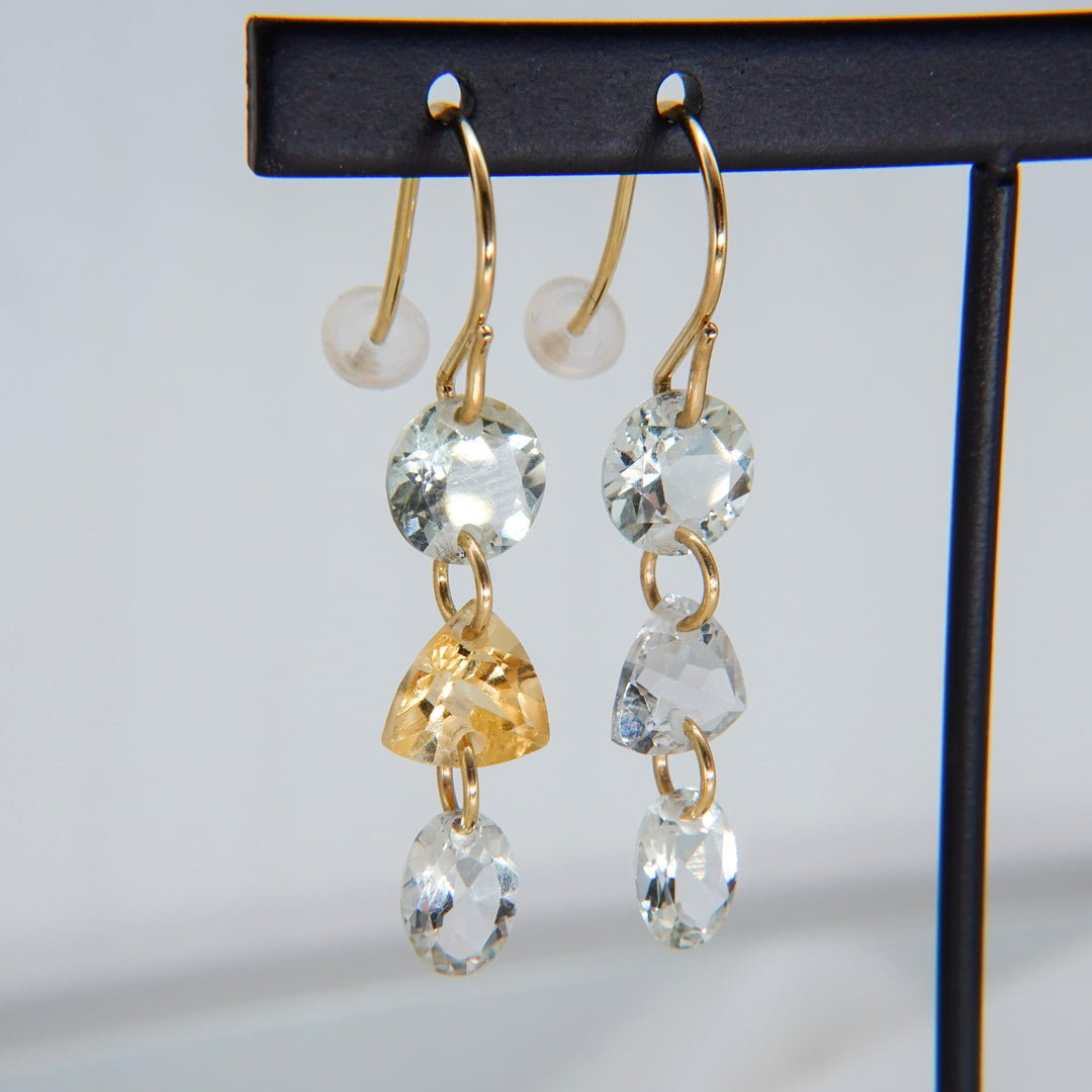 3 LOLIPOPS EARRING_10KWG x Green Amethyst x Citrine