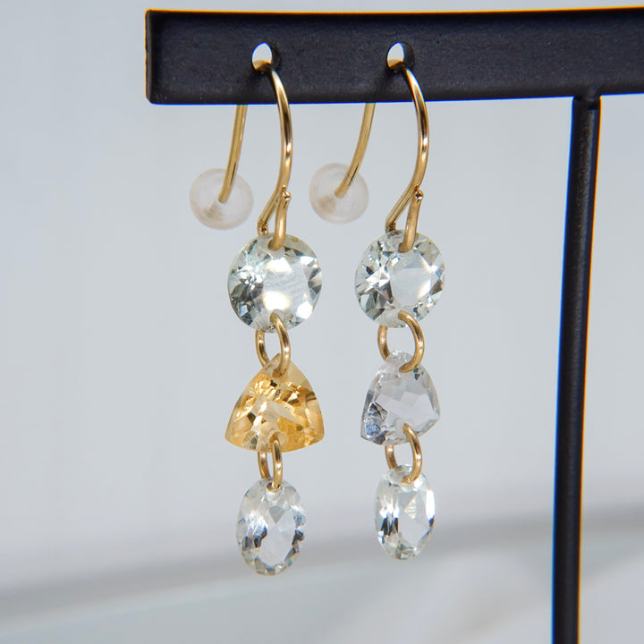 3 LOLIPOPS EARRING_10KWG x Green Amethyst x Citrine