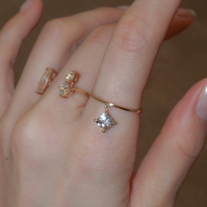 STARRY RING -skinny ver.-_10KYG x White Topaz