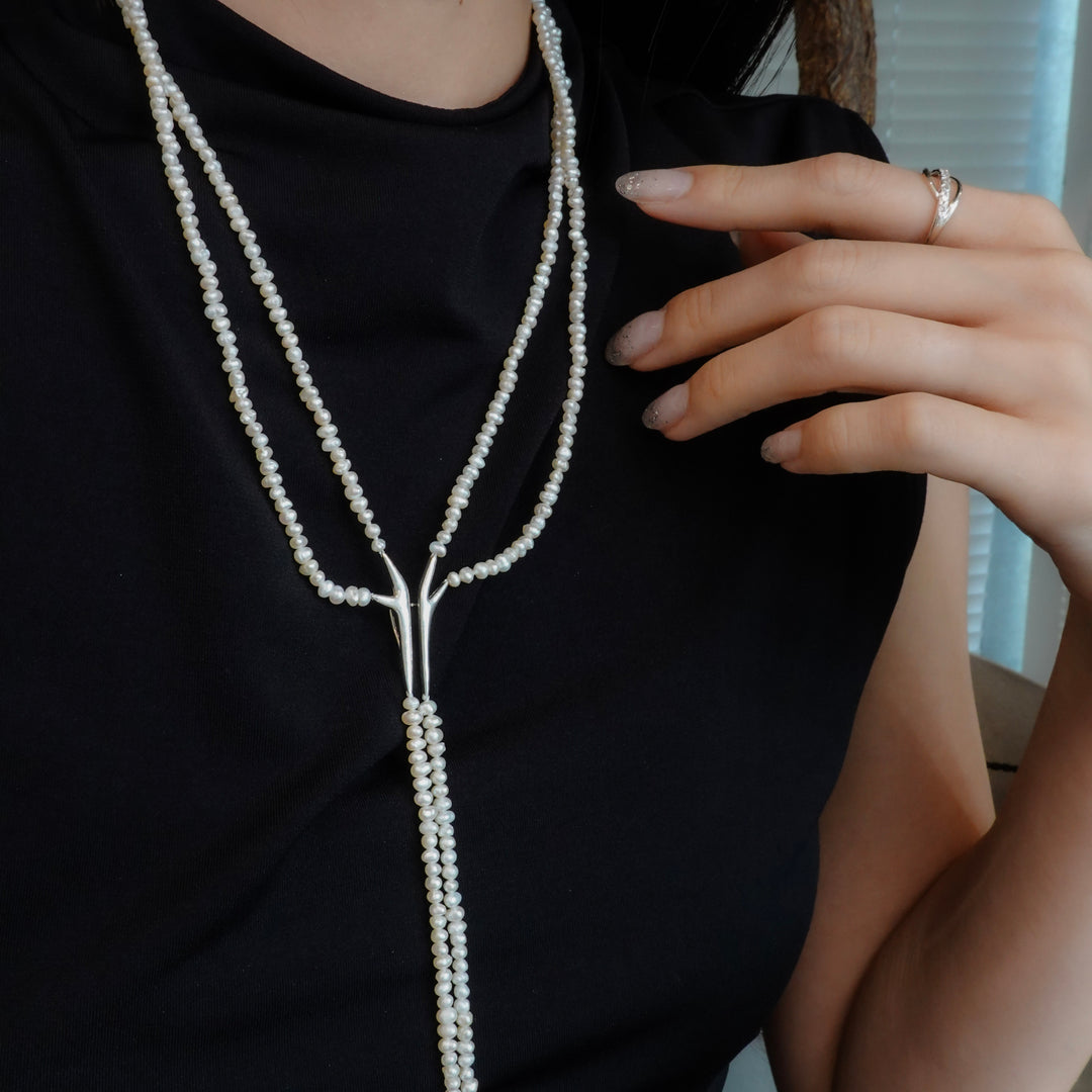 BAROQUE PEARL TIE COLLAR NECKLACE