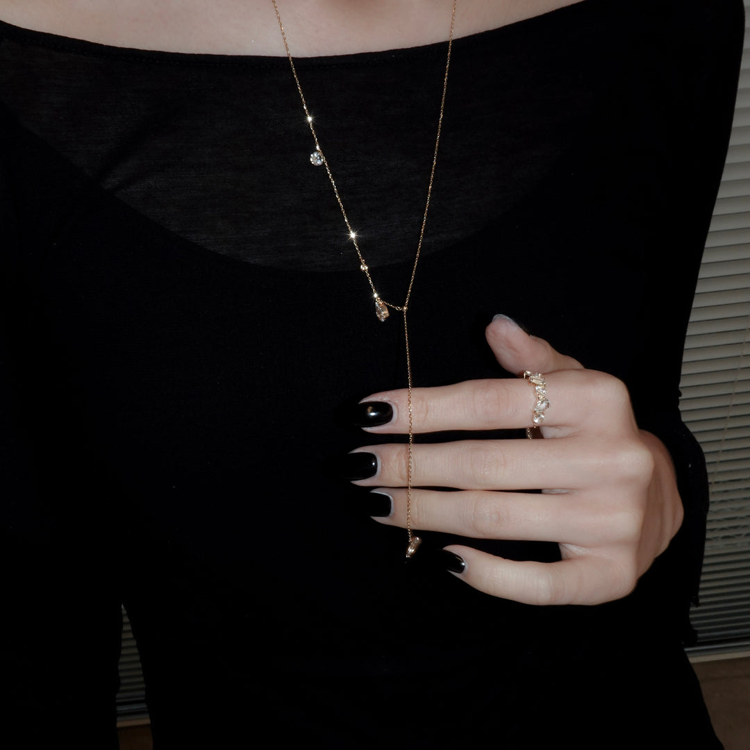 FALLING DEW LARIAT NECKLACE LONG_K10YG