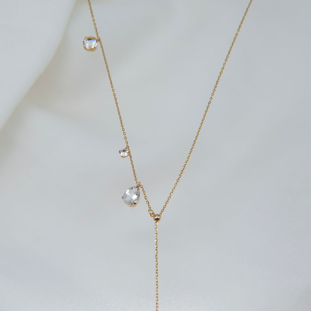 FALLING DEW LARIAT NECKLACE LONG_K10YG