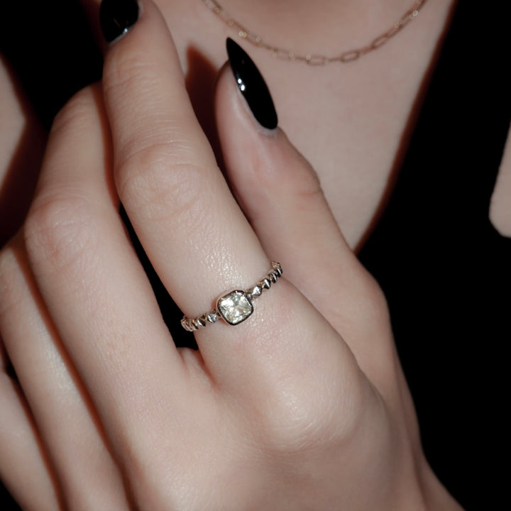 シルバーレモンクオーツフィレンツェ彫りリング