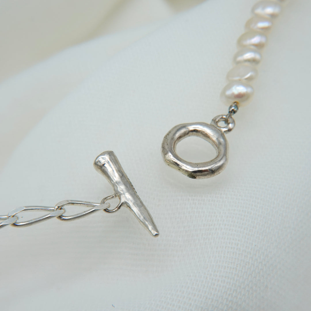 BAROQUE PEARL CHAIN 3WAY NECKLACE 80 (Silver)