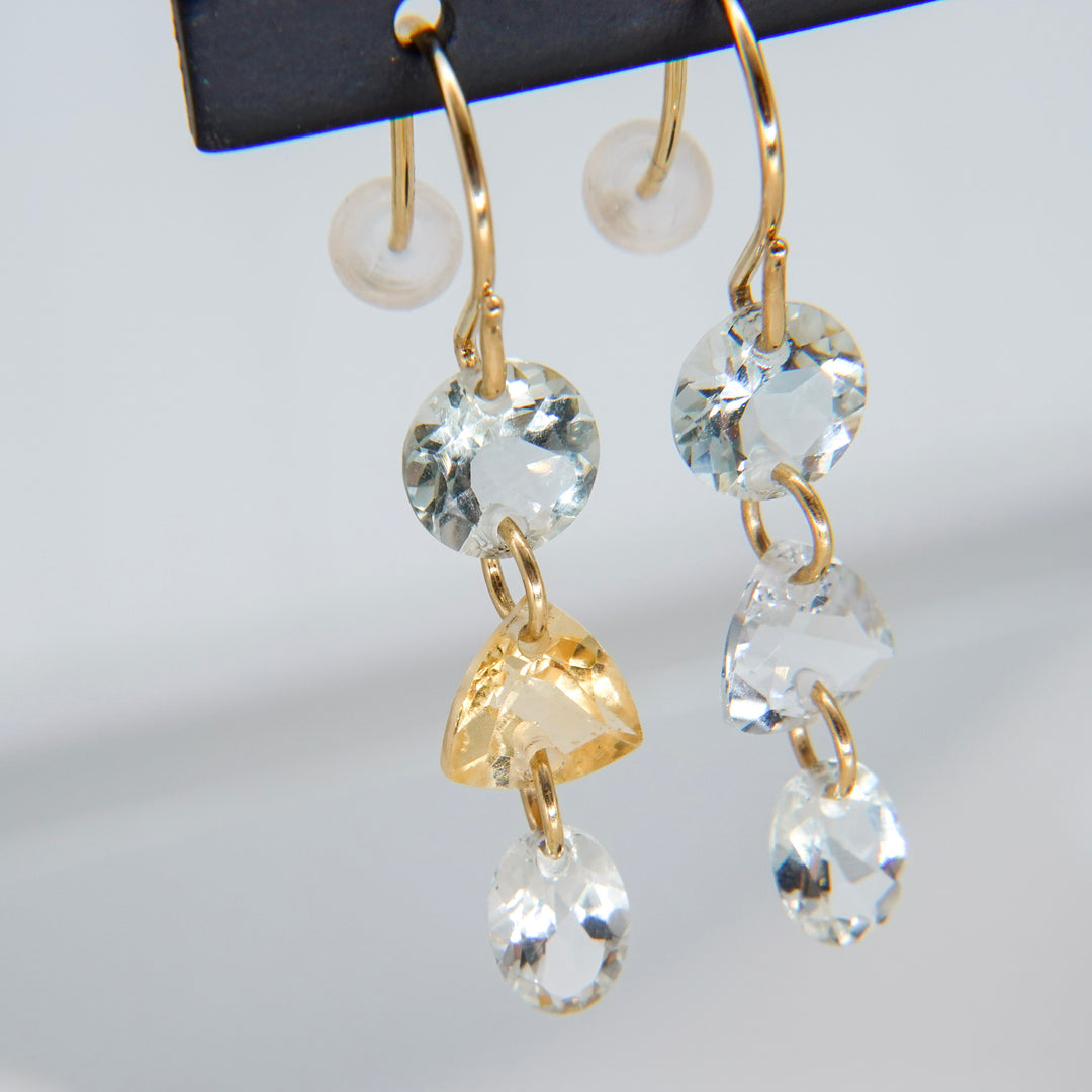 3 LOLIPOPS EARRING_10KWG x Green Amethyst x Citrine