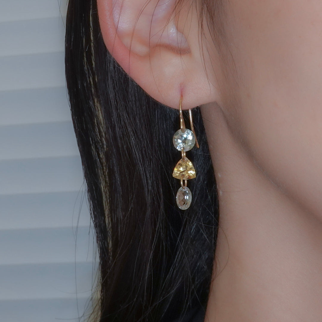 3 LOLIPOPS EARRING_10KWG x Green Amethyst x Citrine