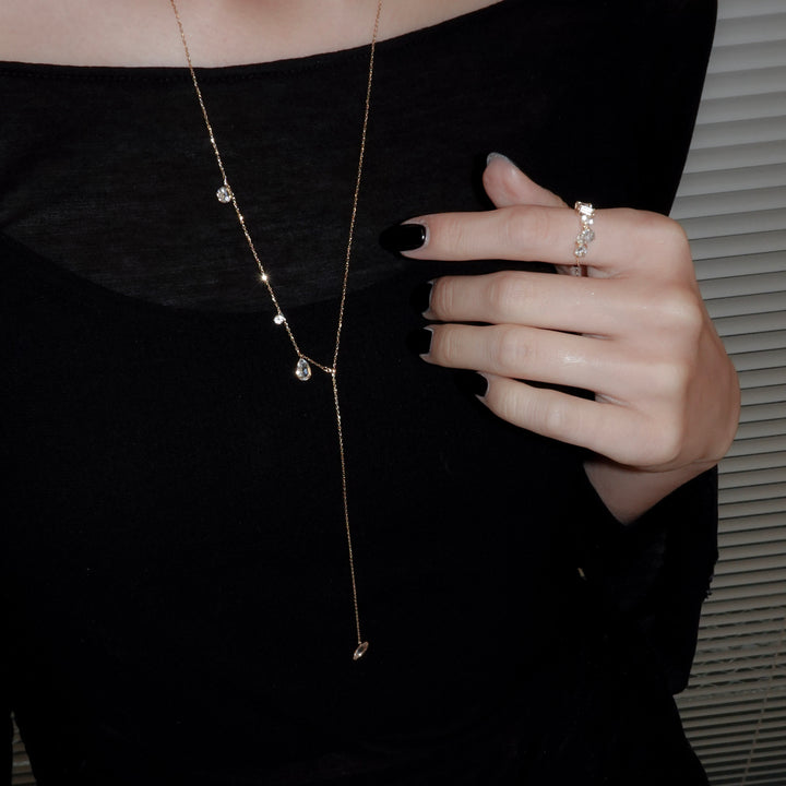 FALLING DEW LARIAT NECKLACE LONG_K10YG