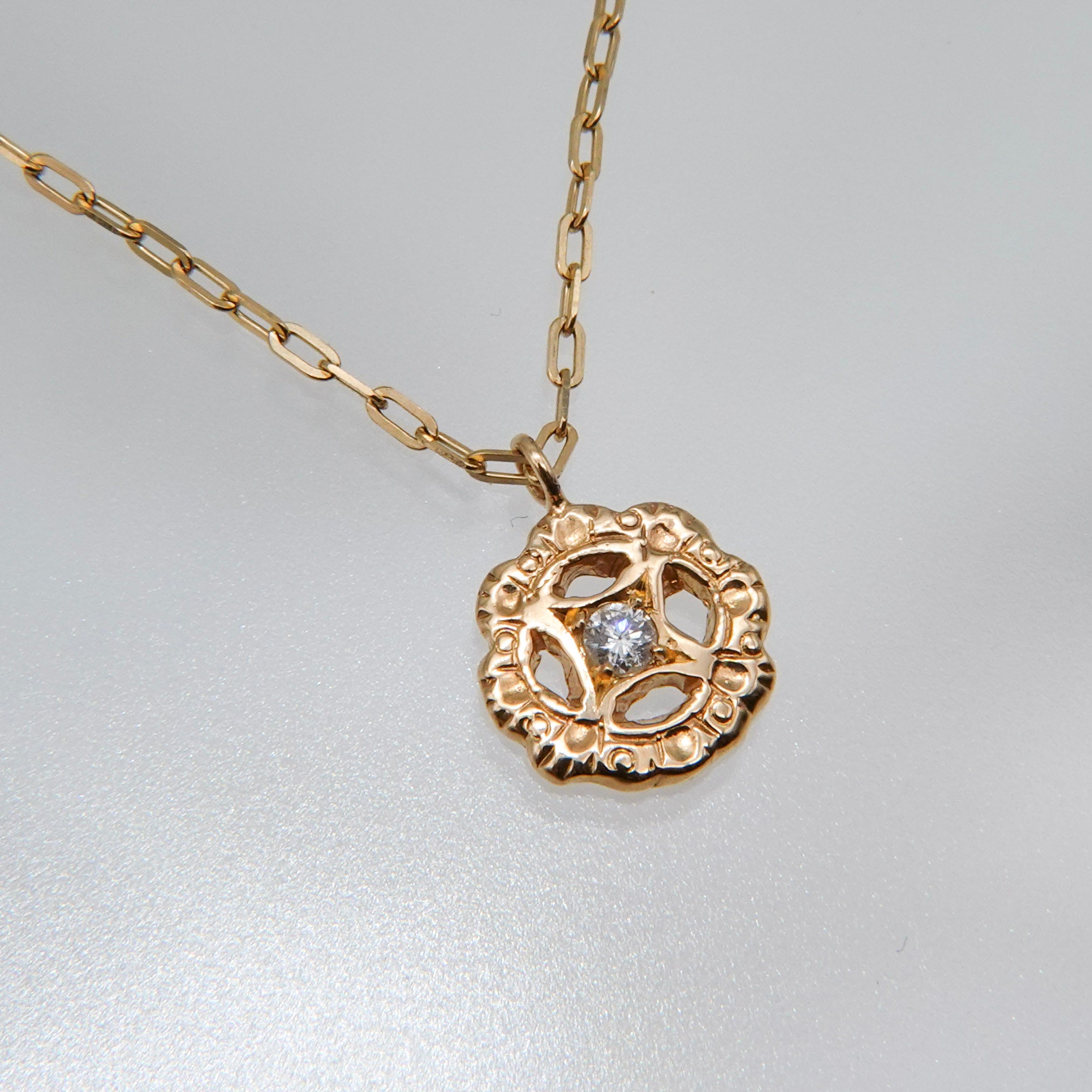 K10×Dia フィレンツェ彫り一粒ネックレス – unigem