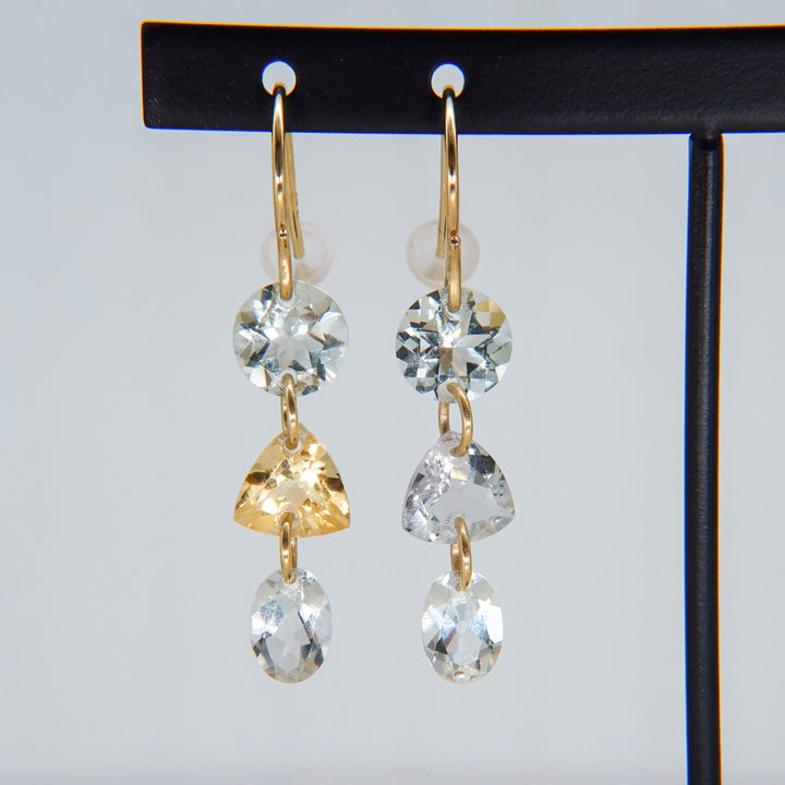 3 LOLIPOPS EARRING_10KWG x Green Amethyst x Citrine