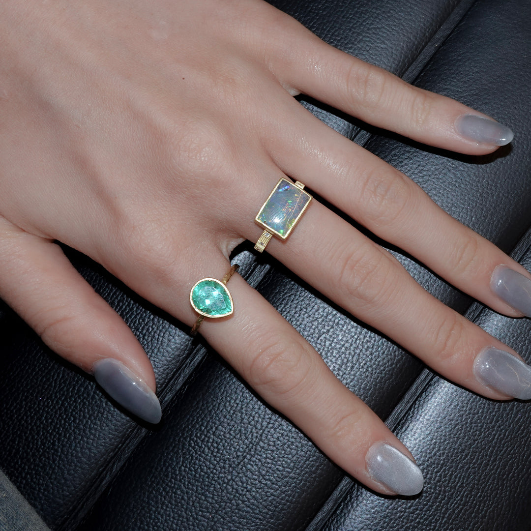 Boulder opal chocolate ring