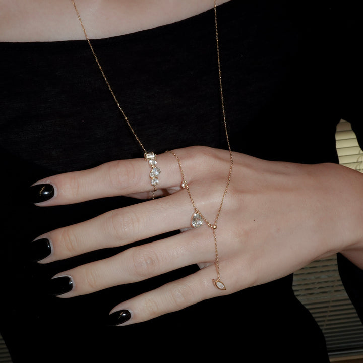 FALLING DEW LARIAT NECKLACE LONG_K10YG