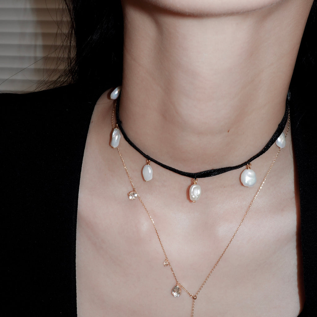 NOIR MULTI PEARL CHOKER NECKLACE