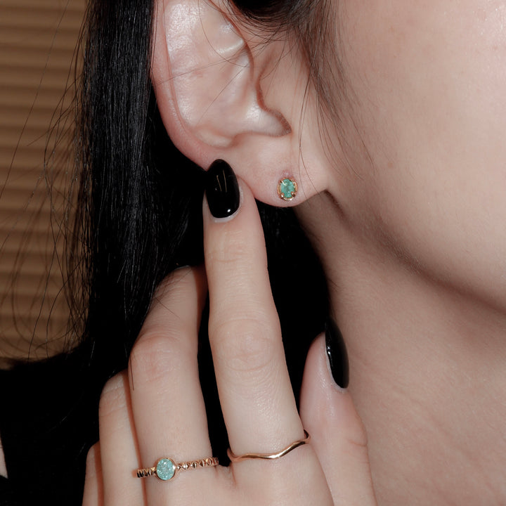 K10オーバルエメラルドピアス(一点もの)