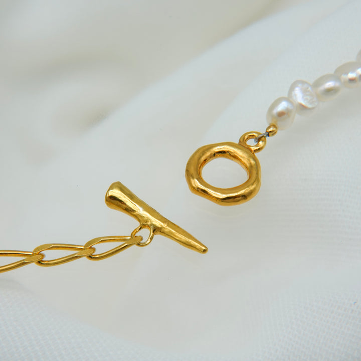 BAROQUE PEARL CHAIN 3WAY NECKLACE 80 (Gold)