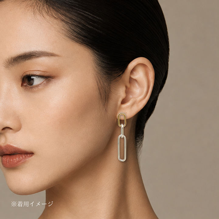 CHAIN Silver 18Kgold Pierced Earrings