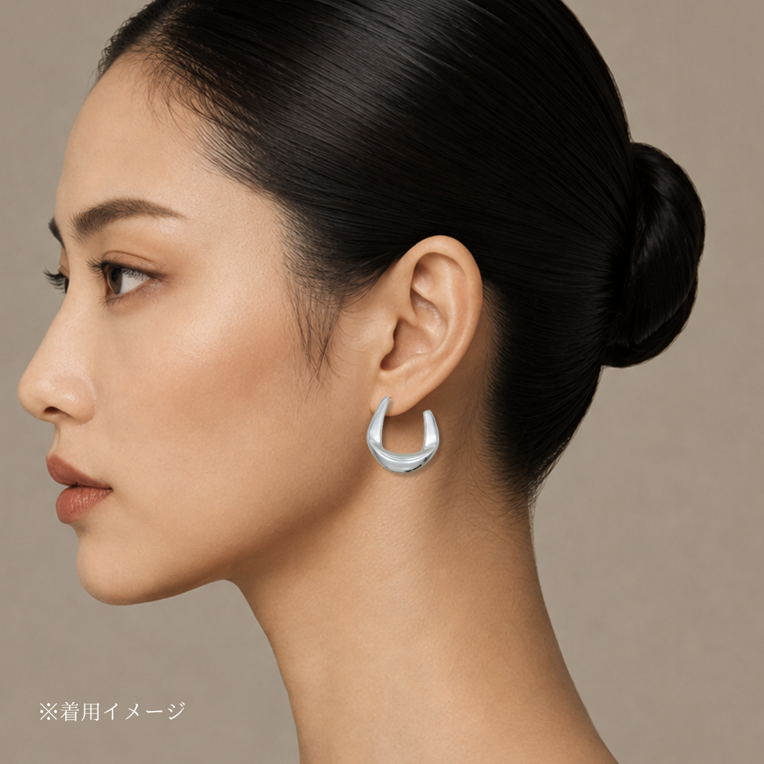 folded puffy band hoop earring(pierce) [FLPP]