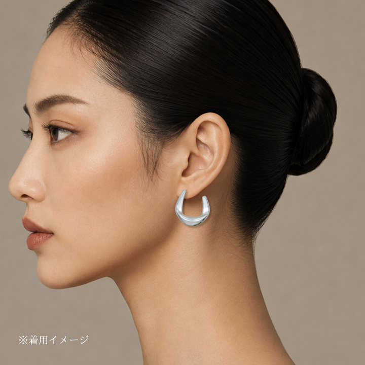 folded puffy band hoop earring(pierce) [FLPP]