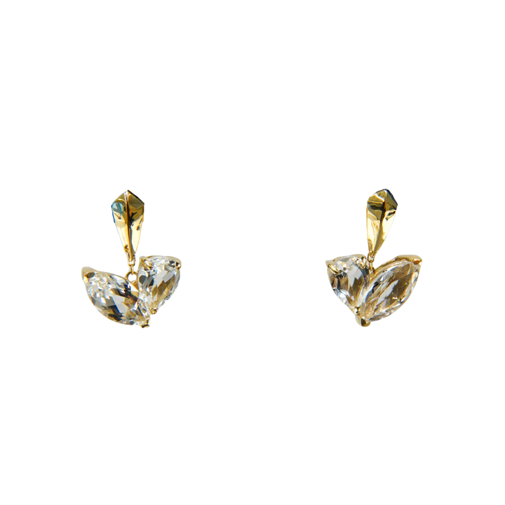 MINI CUDDLE EARRINGS SET_10KYG x White topaz