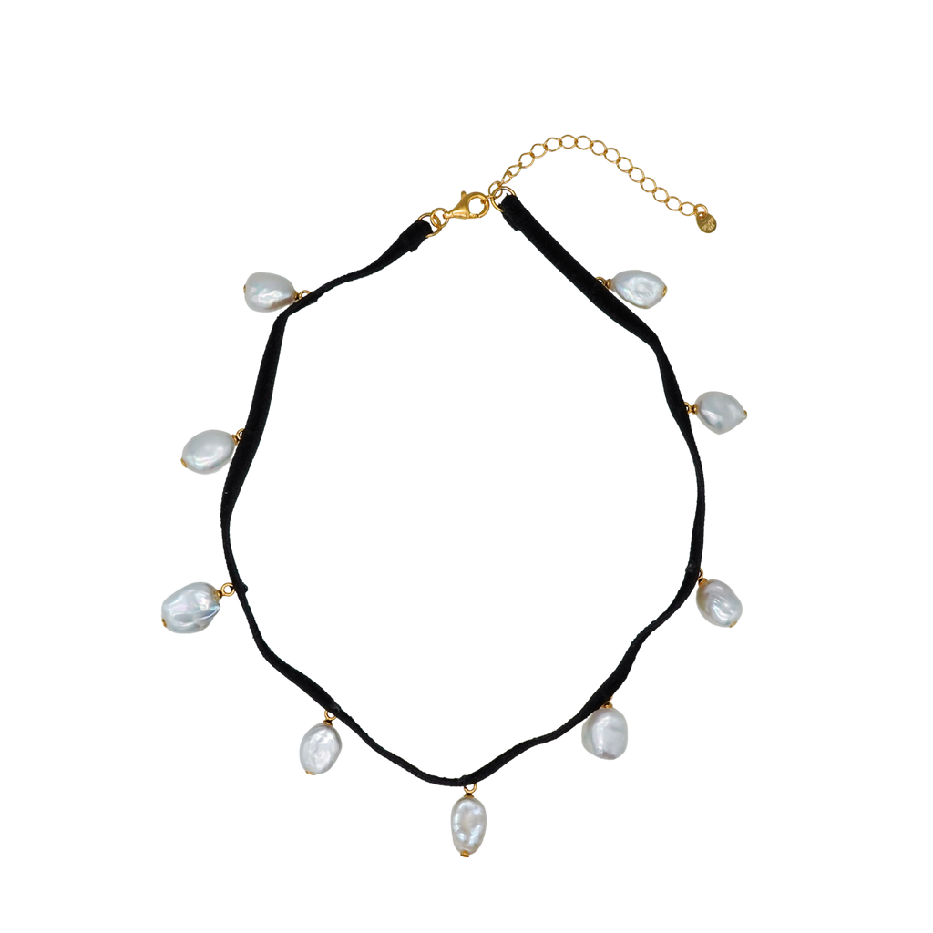 NOIR MULTI PEARL CHOKER NECKLACE