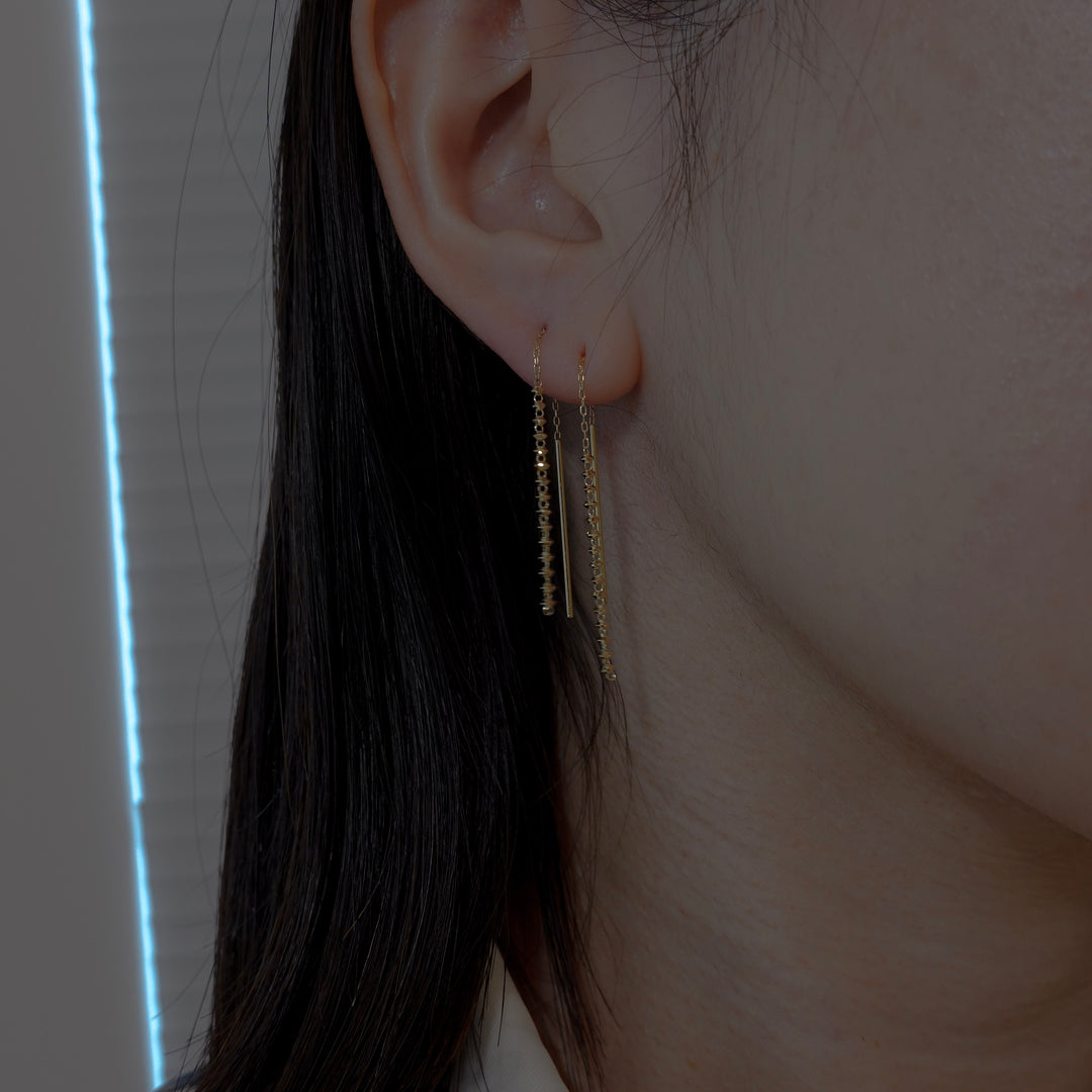 18K Short Shimmer Threader Earrings