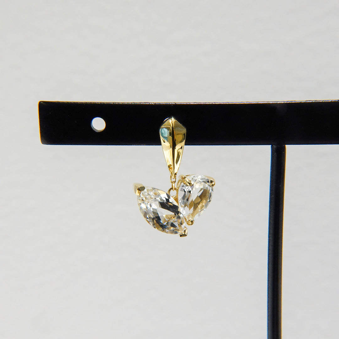 MINI CUDDLE EARRINGS SET_10KYG x White topaz