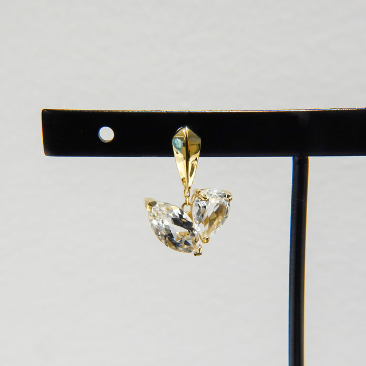 MINI CUDDLE EARRINGS SET_10KYG x White topaz
