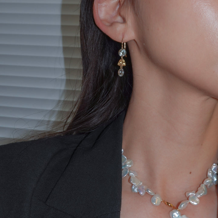 3 LOLIPOPS EARRING_10KWG x Green Amethyst x Citrine