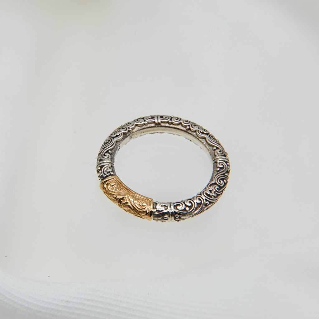 Eden’s Garden Band Ring in 18K Gold and Sterling Silver_20412