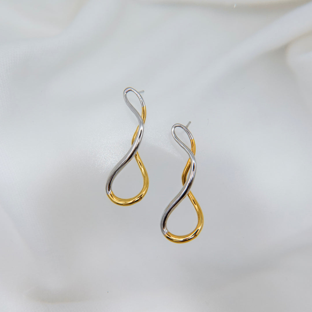 Meld Pierced Earrings K18YG&amp;Rhodium-coat