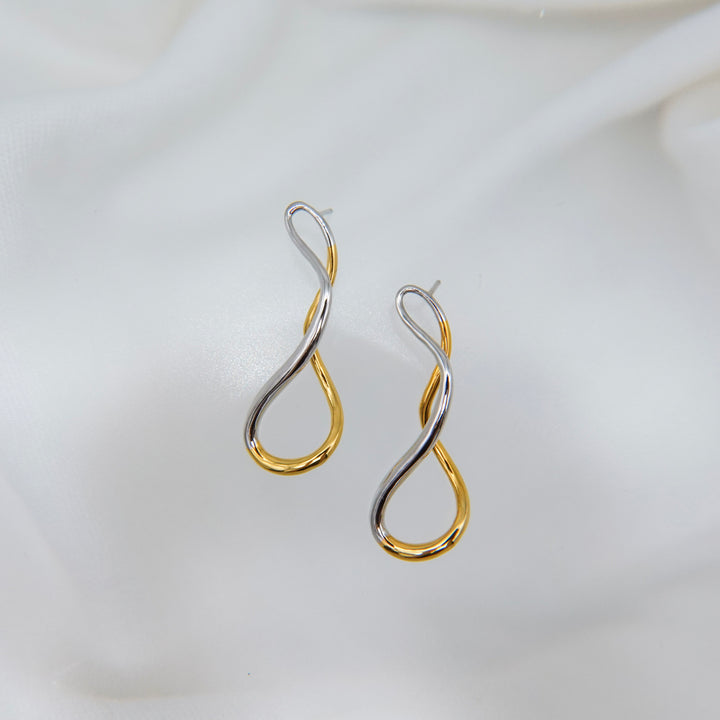 Meld Pierced Earrings K18YG&amp;Rhodium-coat