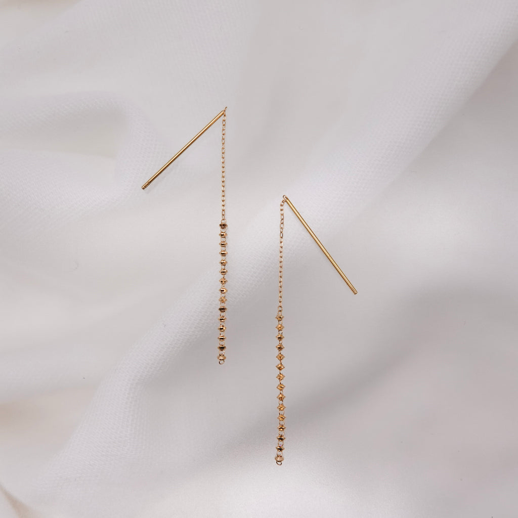 18K Short Shimmer Threader Earrings